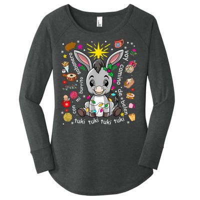 Mi Burrito Sabanero Mexican Christmas Donkey Spanish Xmas Women's Perfect Tri Tunic Long Sleeve Shirt