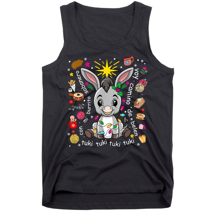 Mi Burrito Sabanero Mexican Christmas Donkey Spanish Xmas Tank Top