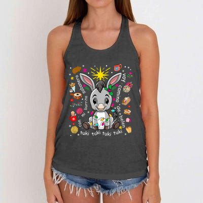 Mi Burrito Sabanero Mexican Christmas Donkey Spanish Xmas Women's Knotted Racerback Tank