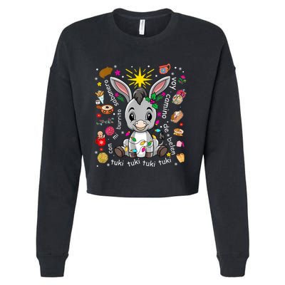 Mi Burrito Sabanero Mexican Christmas Donkey Spanish Xmas Cropped Pullover Crew