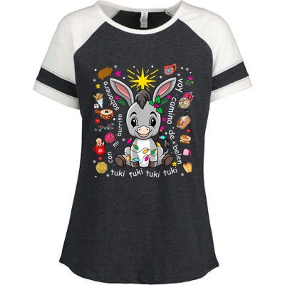 Mi Burrito Sabanero Mexican Christmas Donkey Spanish Xmas Enza Ladies Jersey Colorblock Tee