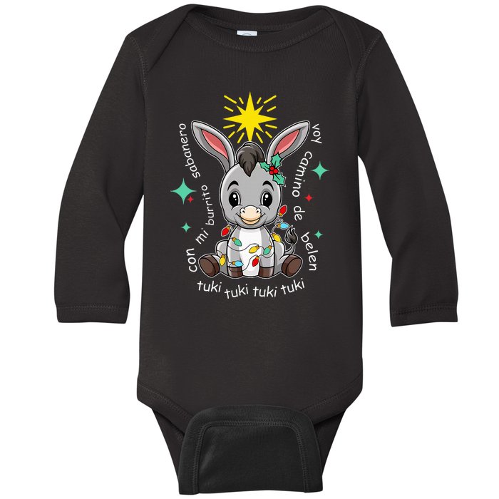 Mi Burrito Sabanero Mexico Tuki Tuki Donkey Latino Christmas  Baby Long Sleeve Bodysuit