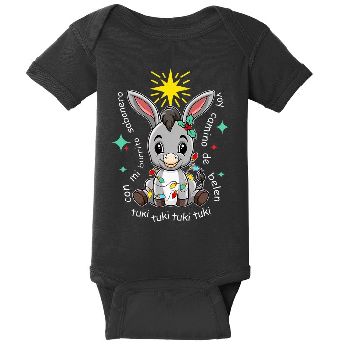 Mi Burrito Sabanero Mexico Tuki Tuki Donkey Latino Christmas  Baby Bodysuit