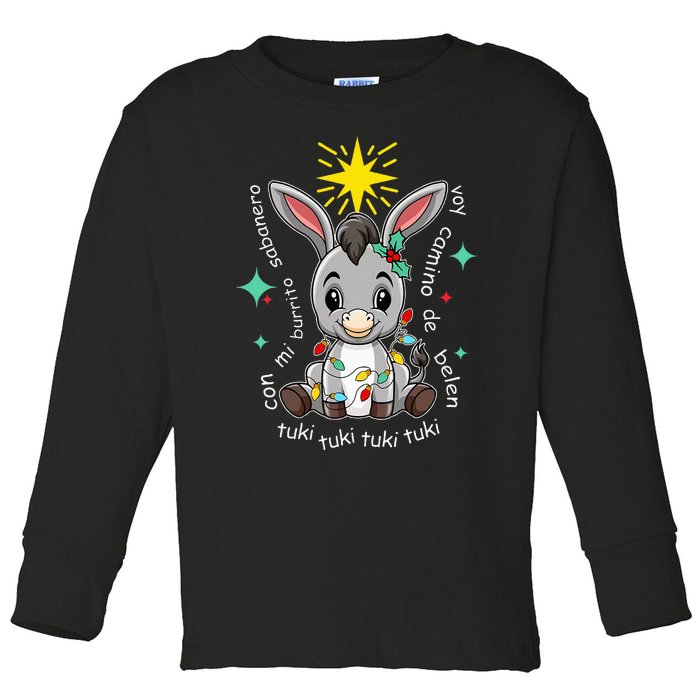 Mi Burrito Sabanero Mexico Tuki Tuki Donkey Latino Christmas  Toddler Long Sleeve Shirt