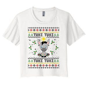 Mi Burrito Sabanero Mexico Tuki Donkey Xmas Ugly Sweater Women's Crop Top Tee