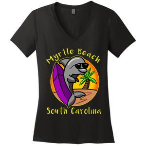 Myrtle Beach South Carolina Dolphin Vacation Women's V-Neck T-Shirt