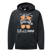 Messy Bun Spooky Mama Mom Funny Halloween Costume Skull Performance Fleece Hoodie