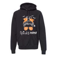 Messy Bun Spooky Mama Mom Funny Halloween Costume Skull Premium Hoodie