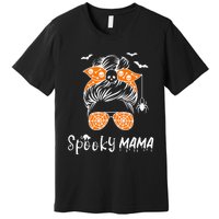 Messy Bun Spooky Mama Mom Funny Halloween Costume Skull Premium T-Shirt