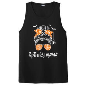 Messy Bun Spooky Mama Mom Funny Halloween Costume Skull PosiCharge Competitor Tank