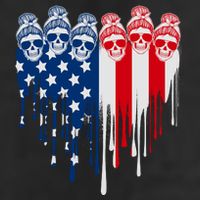 Messy Bun Skulls USA American Flag Painted Heart Cool Comfort Performance Bucket Hat