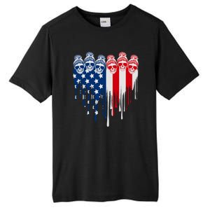 Messy Bun Skulls USA American Flag Painted Heart Tall Fusion ChromaSoft Performance T-Shirt