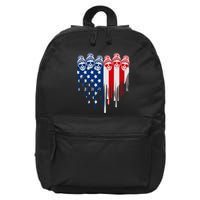 Messy Bun Skulls USA American Flag Painted Heart 16 in Basic Backpack