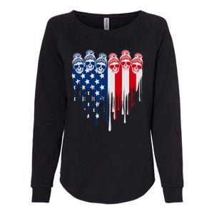 Messy Bun Skulls USA American Flag Painted Heart Womens California Wash Sweatshirt