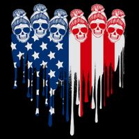 Messy Bun Skulls USA American Flag Painted Heart Baby Bodysuit