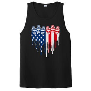 Messy Bun Skulls USA American Flag Painted Heart PosiCharge Competitor Tank