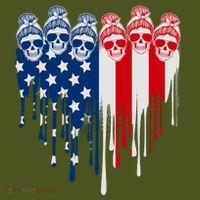 Messy Bun Skulls USA American Flag Painted Heart Premium T-Shirt