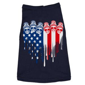 Messy Bun Skulls USA American Flag Painted Heart Doggie Tank