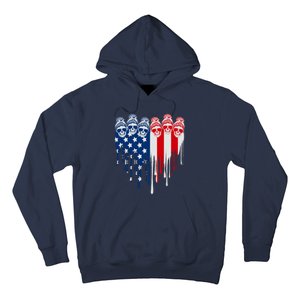 Messy Bun Skulls USA American Flag Painted Heart Hoodie