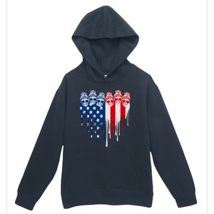 Messy Bun Skulls USA American Flag Painted Heart Urban Pullover Hoodie