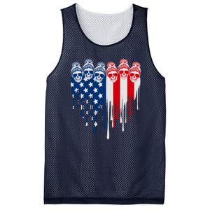 Messy Bun Skulls USA American Flag Painted Heart Mesh Reversible Basketball Jersey Tank