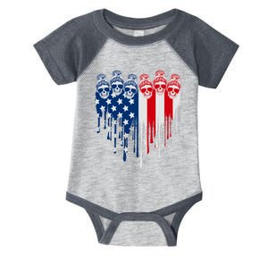 Messy Bun Skulls USA American Flag Painted Heart Infant Baby Jersey Bodysuit