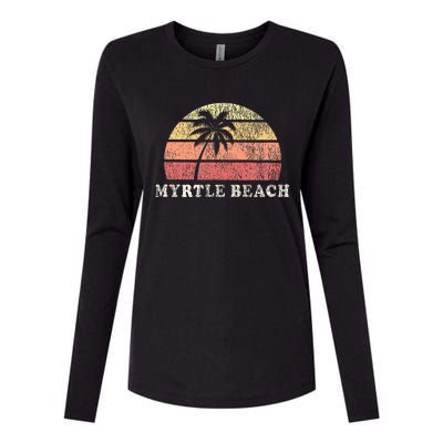 Myrtle Beach Sc Vintage 70s Retro Throwback Design Womens Cotton Relaxed Long Sleeve T-Shirt