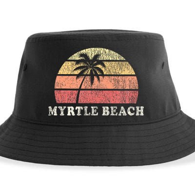 Myrtle Beach Sc Vintage 70s Retro Throwback Design Sustainable Bucket Hat