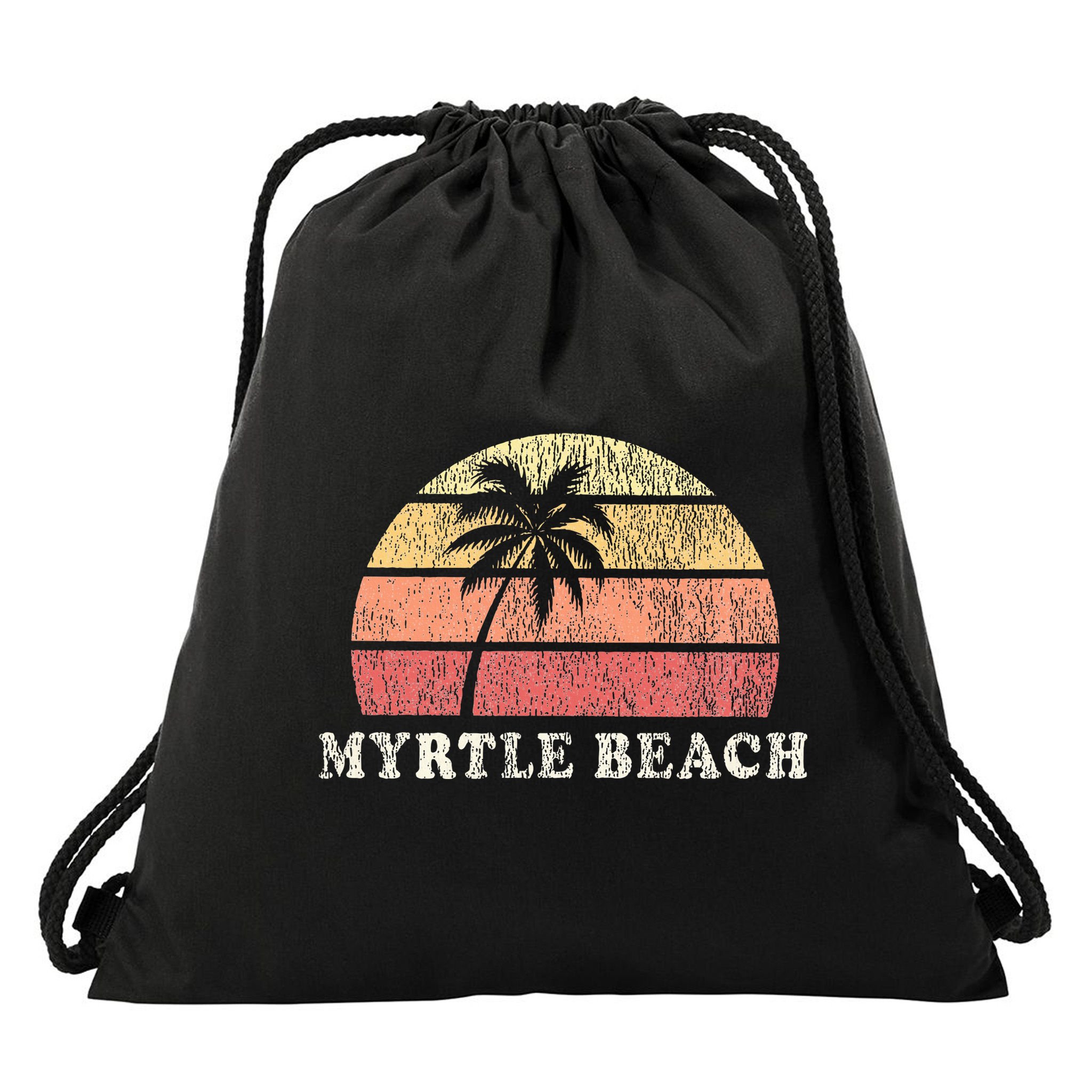Myrtle Beach Sc Vintage 70s Retro Throwback Design Drawstring Bag