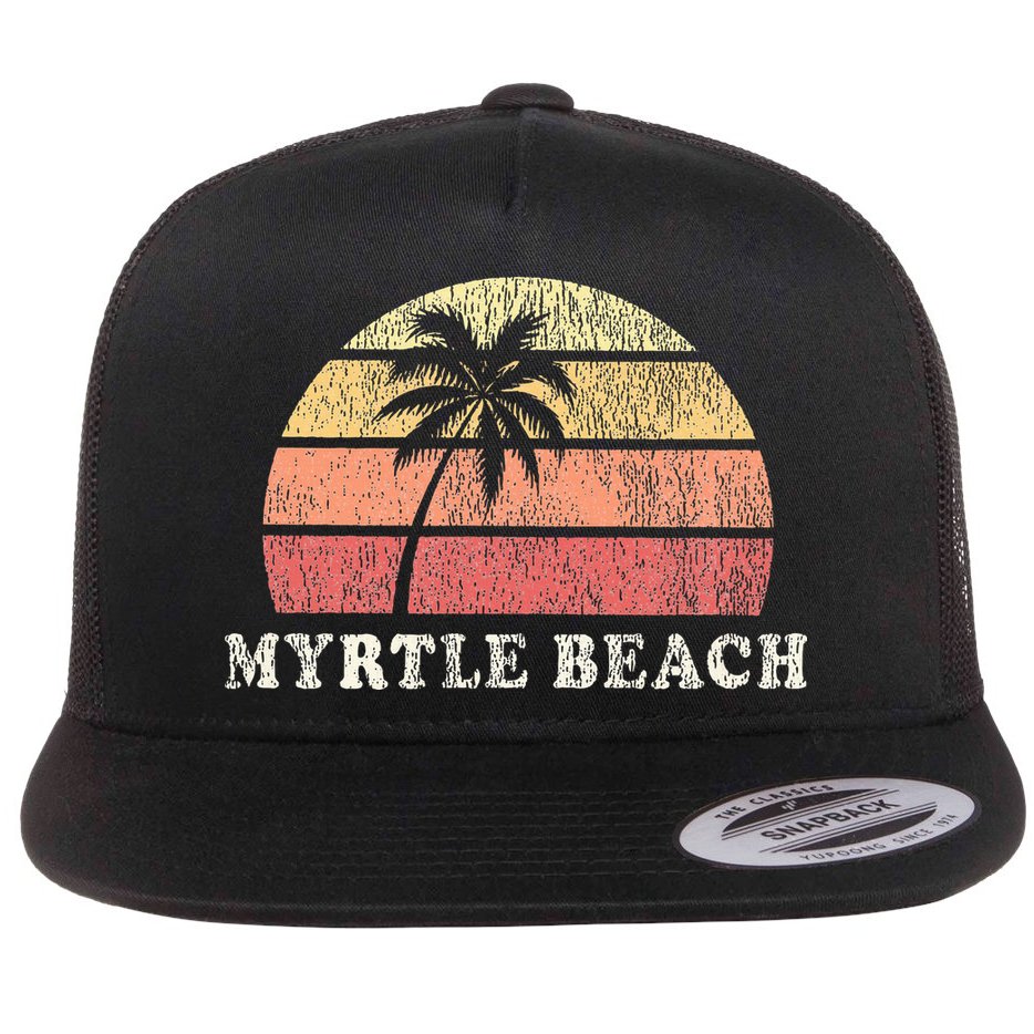 Myrtle Beach Sc Vintage 70s Retro Throwback Design Flat Bill Trucker Hat