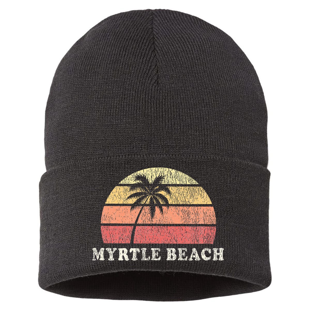 Myrtle Beach Sc Vintage 70s Retro Throwback Design Sustainable Knit Beanie