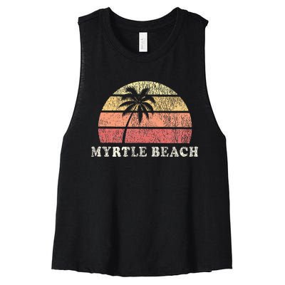 Myrtle Beach Sc Vintage 70s Retro Throwback Design Women's Racerback Cropped Tank