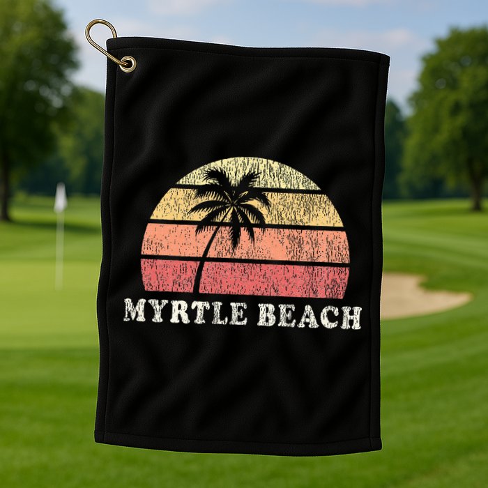 Myrtle Beach Sc Vintage 70s Retro Throwback Design Golf Towel