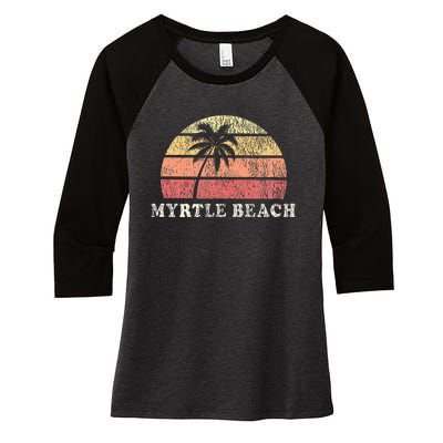 Myrtle Beach Sc Vintage 70s Retro Throwback Design Women's Tri-Blend 3/4-Sleeve Raglan Shirt