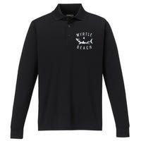 Myrtle Beach South Carolina Shark SC Souvenir Performance Long Sleeve Polo