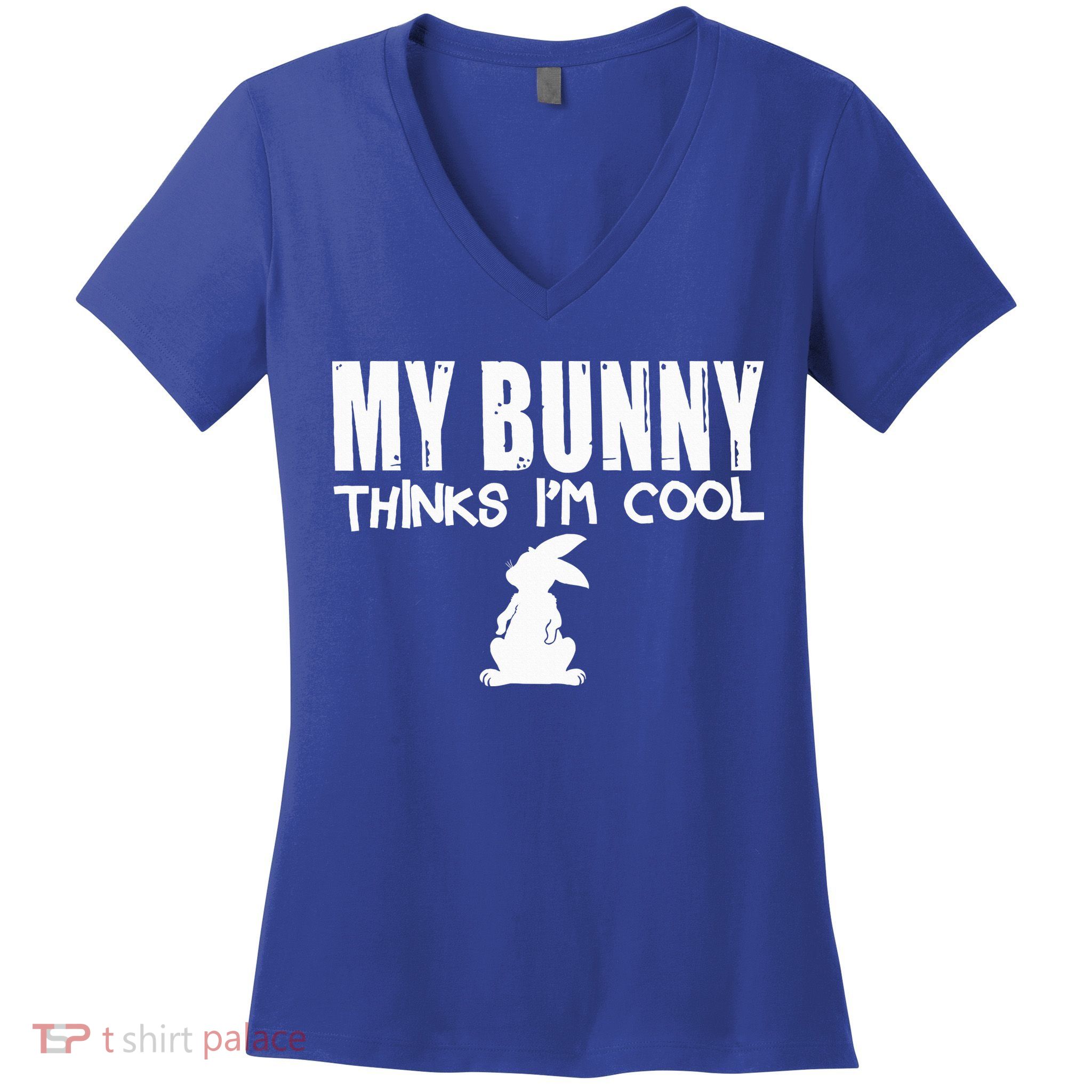 My Bunny Thinks IM Cool Rabbit Women's V-Neck T-Shirt