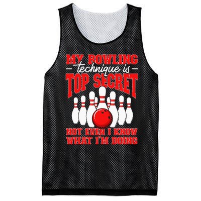 My Bowling Technique Is Top Secret Bowler Quote Mesh Reversible Basketball Jersey Tank