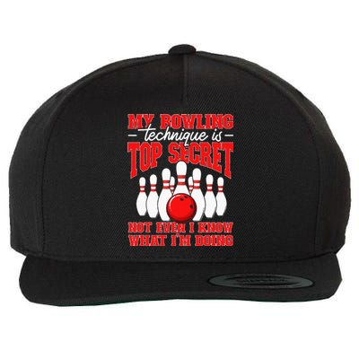 My Bowling Technique Is Top Secret Bowler Quote Wool Snapback Cap