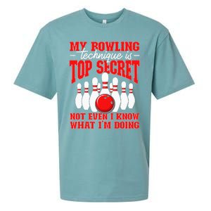 My Bowling Technique Is Top Secret Bowler Quote Sueded Cloud Jersey T-Shirt