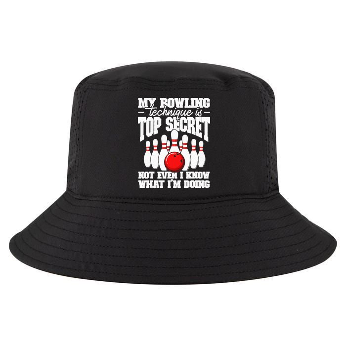 My Bowling Technique Is Top Secret Funny Bowling Bowler Cool Comfort Performance Bucket Hat