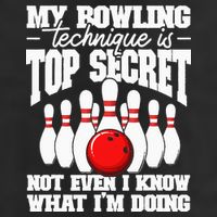 My Bowling Technique Is Top Secret Funny Bowling Bowler 7 Panel Mesh Trucker Snapback Hat