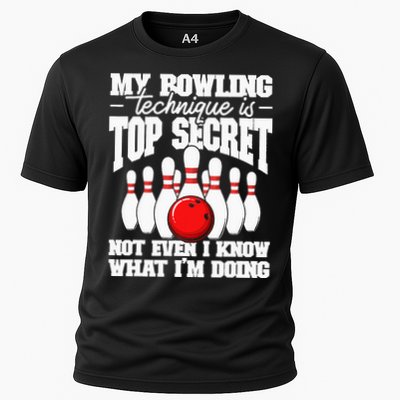 My Bowling Technique Is Top Secret Funny Bowling Bowler Performance Shirt