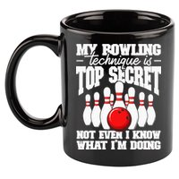 My Bowling Technique Is Top Secret Funny Bowling Bowler 11oz C Handle Ceramic Mug