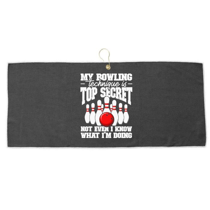 My Bowling Technique Is Top Secret Funny Bowling Bowler Large Microfiber Waffle Golf Towel