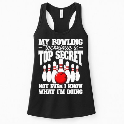 My Bowling Technique Is Top Secret Funny Bowling Bowler Womens Tank Top