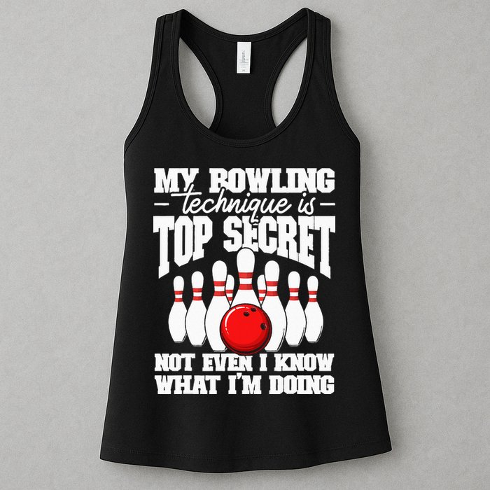 My Bowling Technique Is Top Secret Funny Bowling Bowler Womens Tank Top