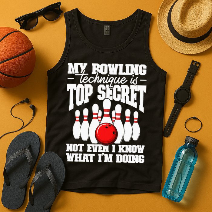 My Bowling Technique Is Top Secret Funny Bowling Bowler Tank Top