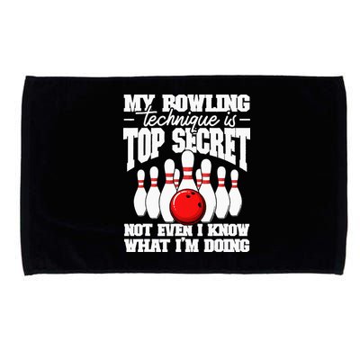 My Bowling Technique Is Top Secret Funny Bowling Bowler Microfiber Hand Towel