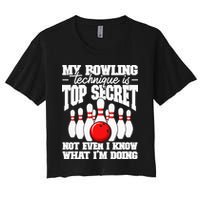 My Bowling Technique Is Top Secret Funny Bowling Bowler Crop Top