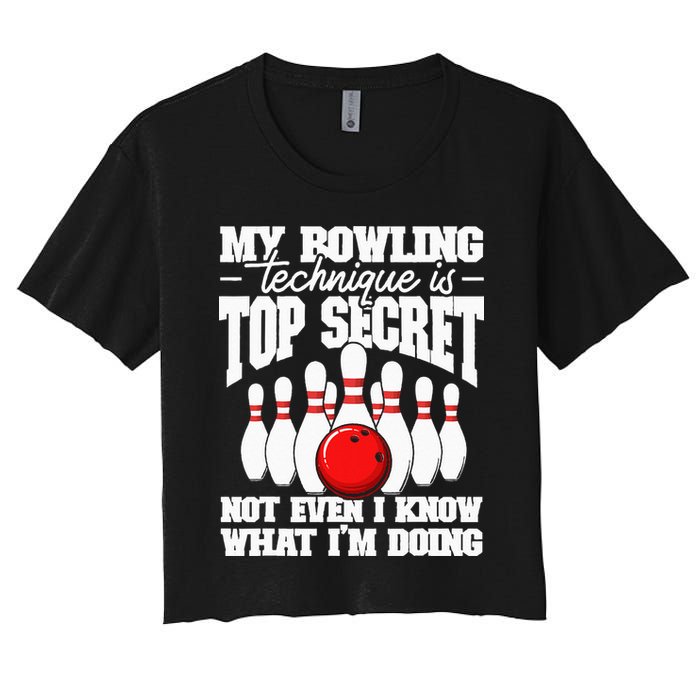 My Bowling Technique Is Top Secret Funny Bowling Bowler Crop Top